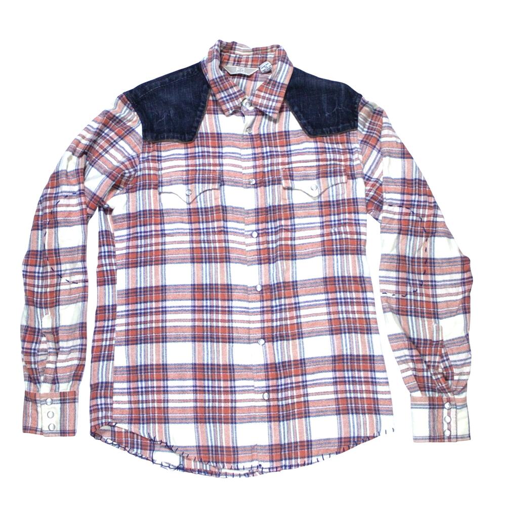 Chip and Pepper Flannel pearl snap long sleeve shirt plaid denim western sz S
